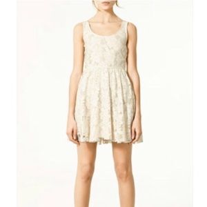 Zara TRF Cream Sleeveless Lace Sundress (Large)